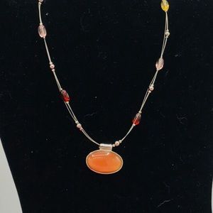 Lia Sophia Beads and crystal necklace orange tone